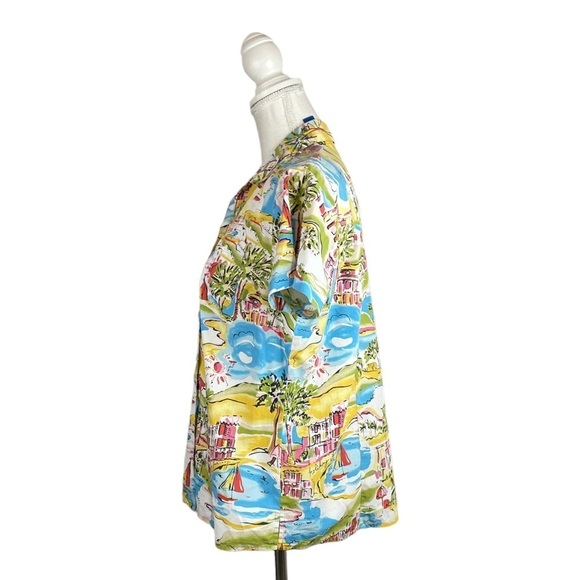 Vintage Karen Scott Sport 80s 90s Hawaiian Button Down Shirt Resort Tropical - Picture 4 of 7